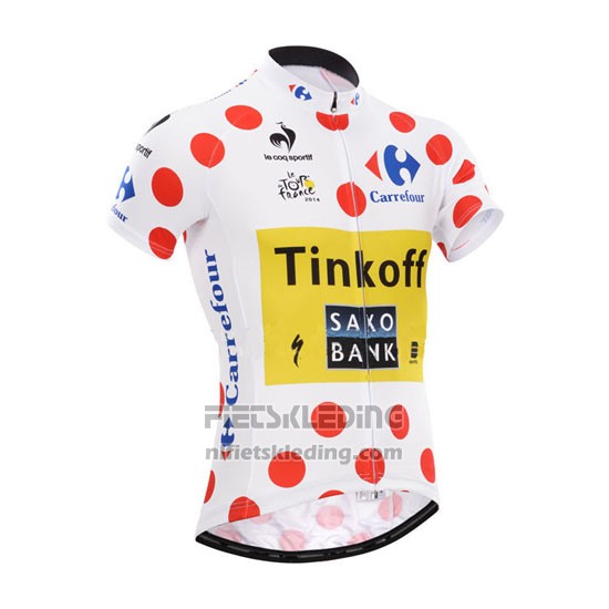 2014 Fietskleding Saxobank Lider Wit en Rood Korte Mouwen en Koersbroek